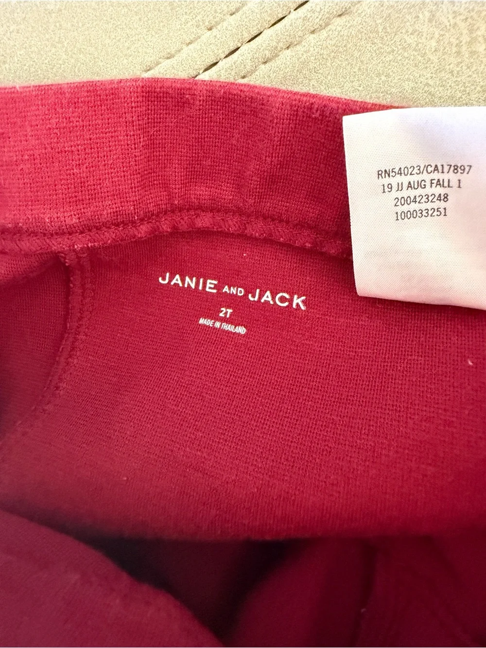 Janie and Jack Burgundy Ponte Leggings with Gold Buttons